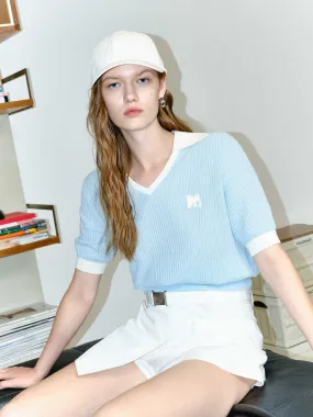 Contrasting Rib Knit Top