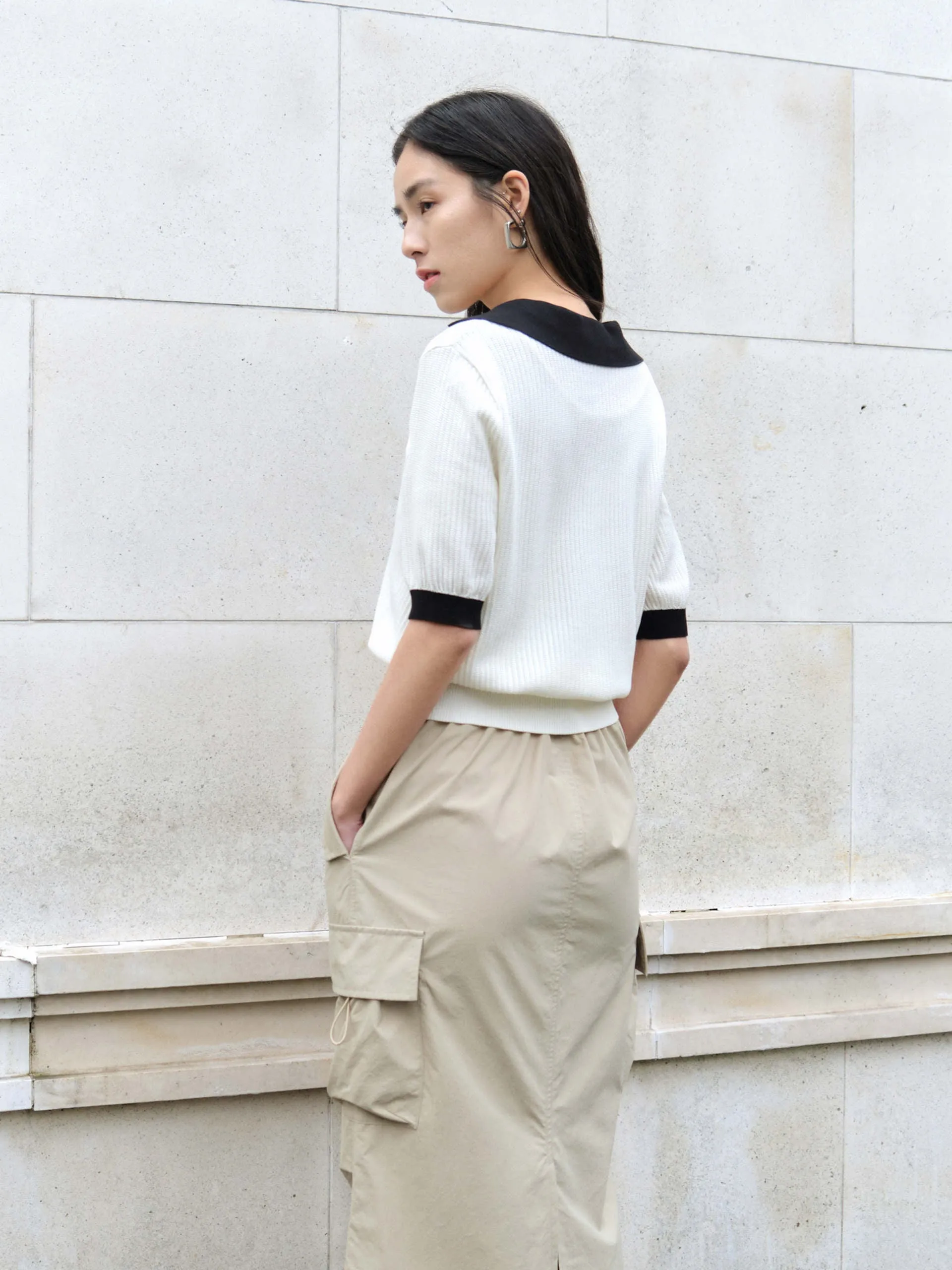 Contrasting Rib Knit Top