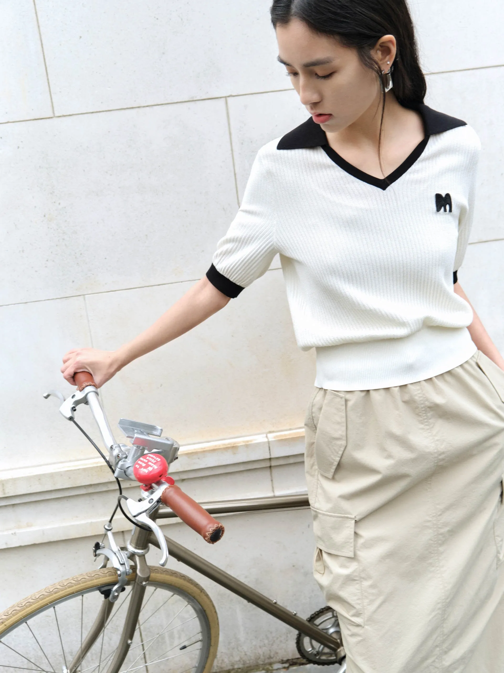 Contrasting Rib Knit Top