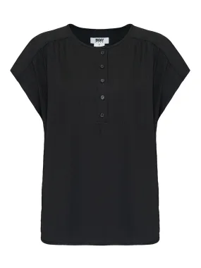 Crinkle Poly Henley Blouse