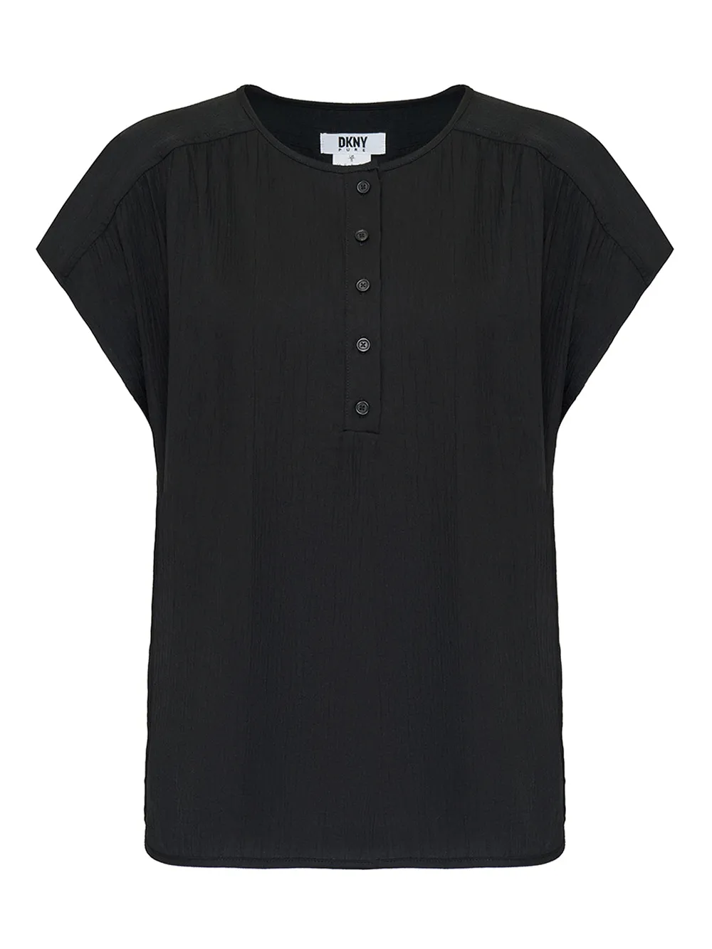 Crinkle Poly Henley Blouse