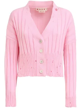 Cropped V Neck Cardigan