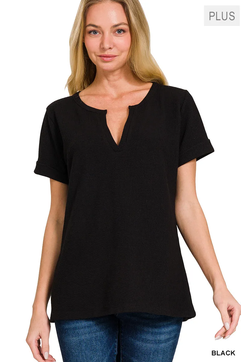 CURVY MELAGE BABY WAFFLE TOP