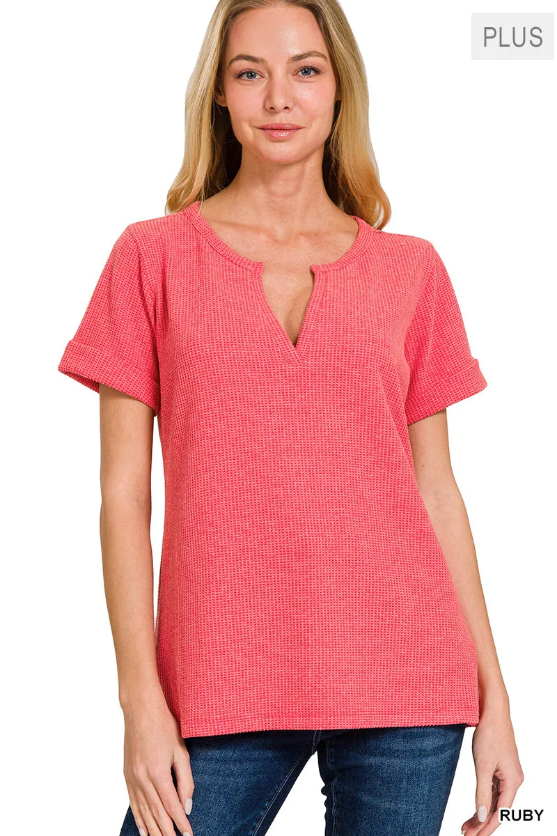 CURVY MELAGE BABY WAFFLE TOP