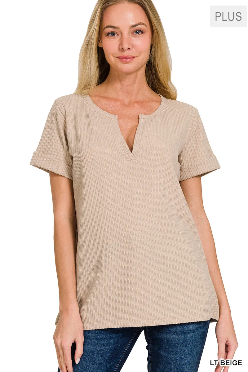 CURVY MELAGE BABY WAFFLE TOP