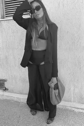 CUT OUT SILKY CHIFFON TROUSERS