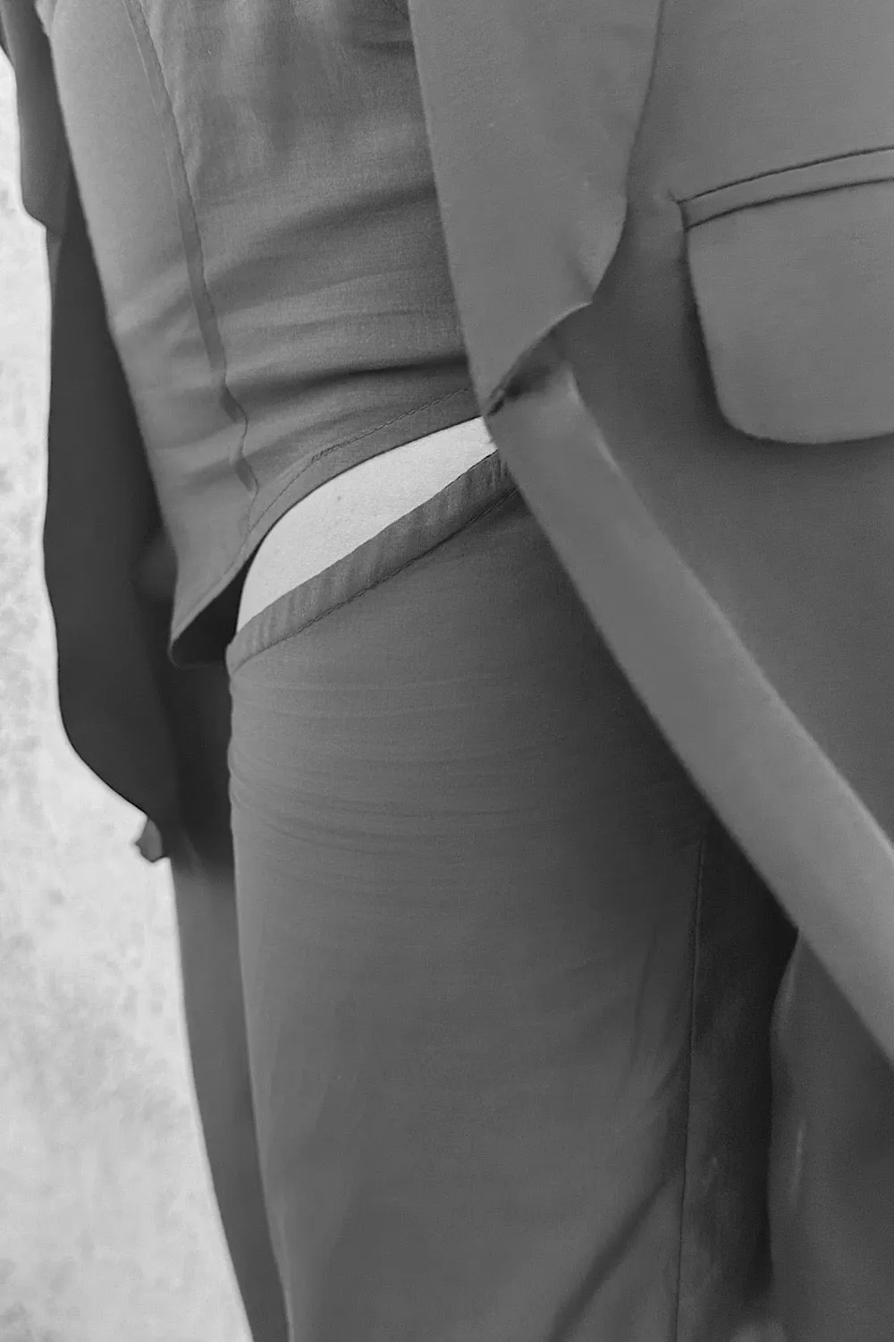 CUT OUT SILKY CHIFFON TROUSERS