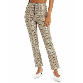 DANIELLE BERNSTEIN - Zippered Animal Print High Waist Pants