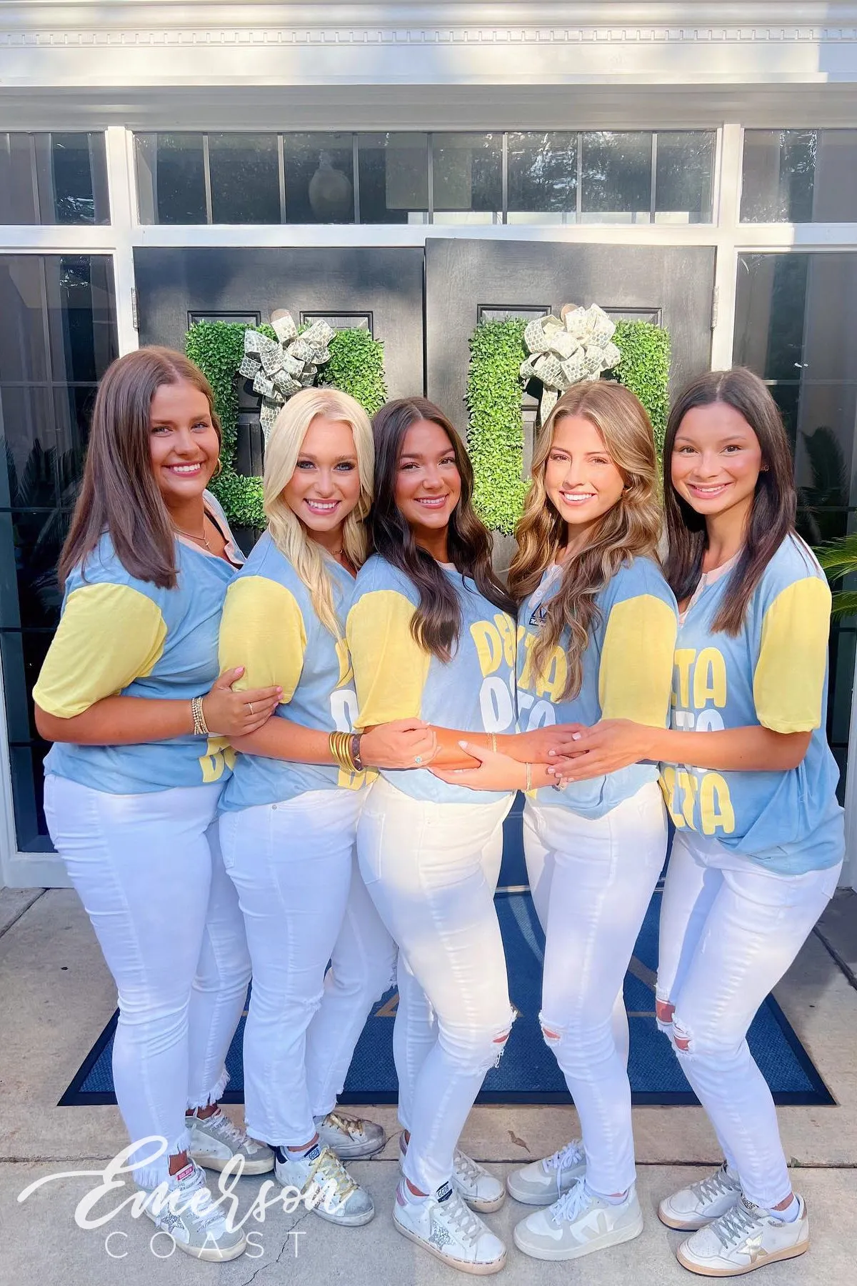 Delta Delta Delta Blue and Yellow Colorblock Henley