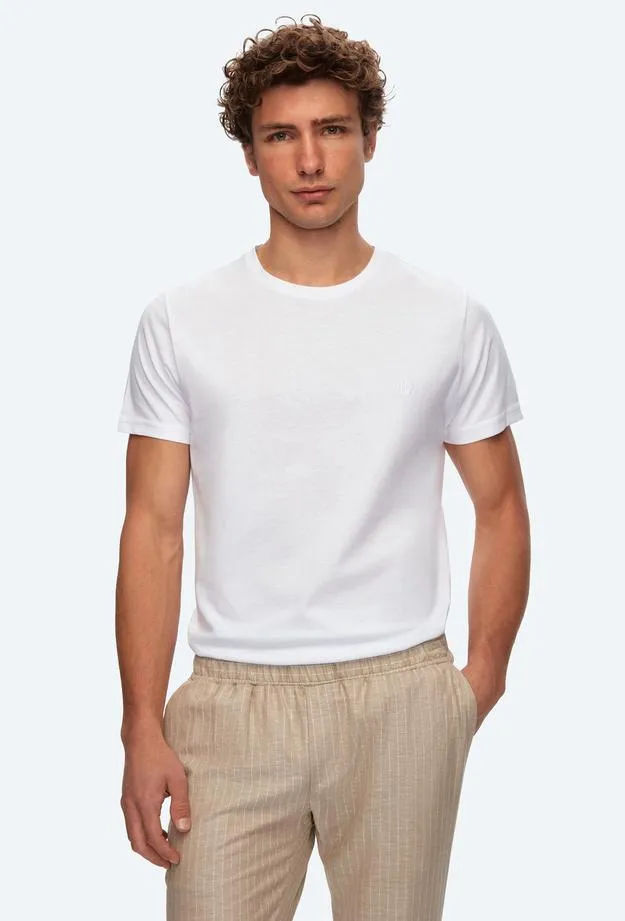 Ds Damat Slim Fit Beige Striped Jogger Trousers