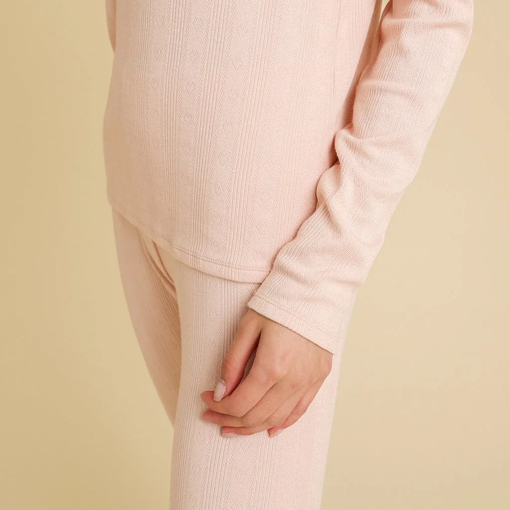 Dusty Blush Women's Pointelle Henley Top