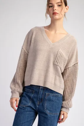 ee:some Oatmeal Pocket Knit Sweater Top