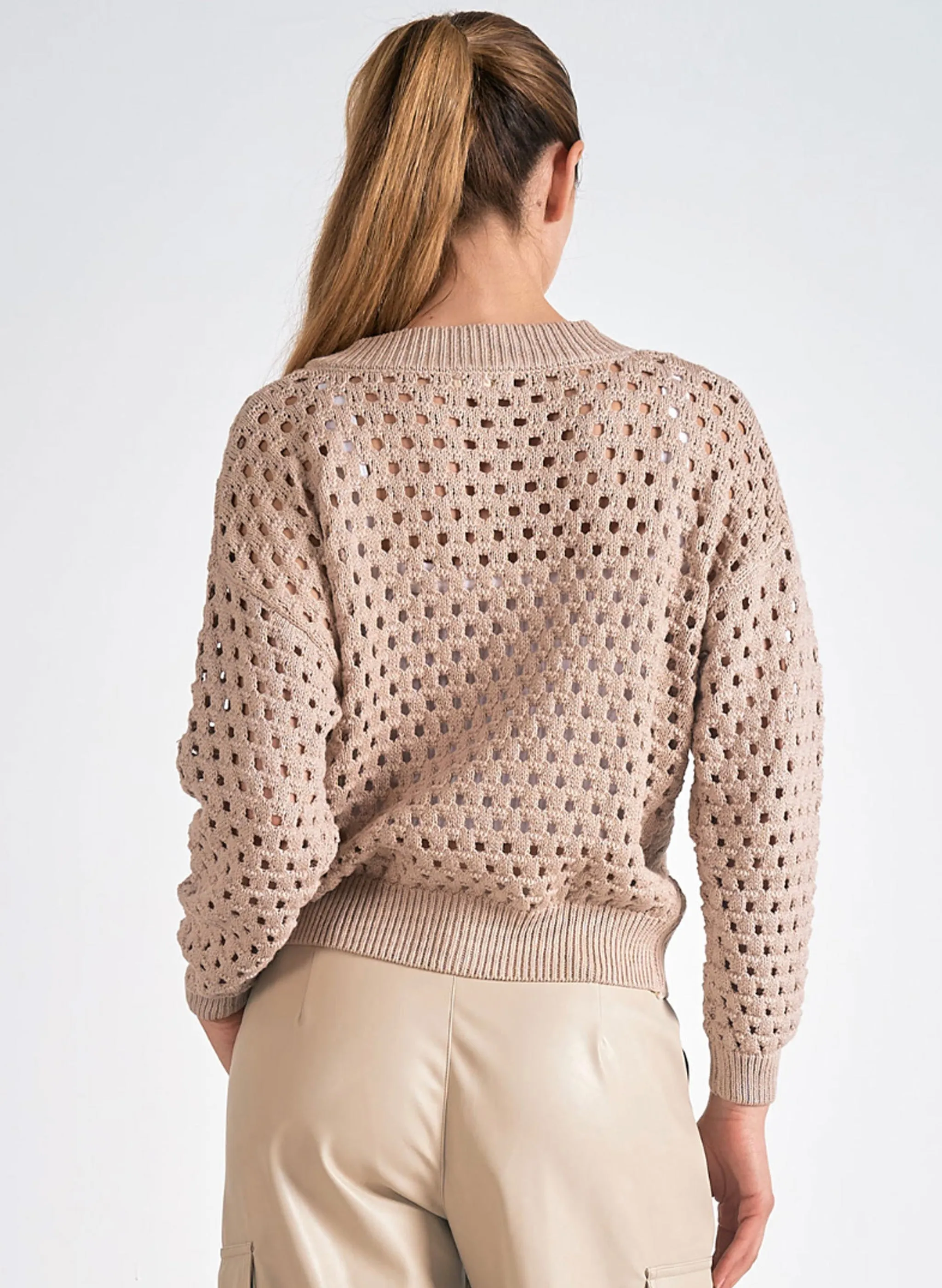 Elan - 7 Sweater Cardigan- Stone
