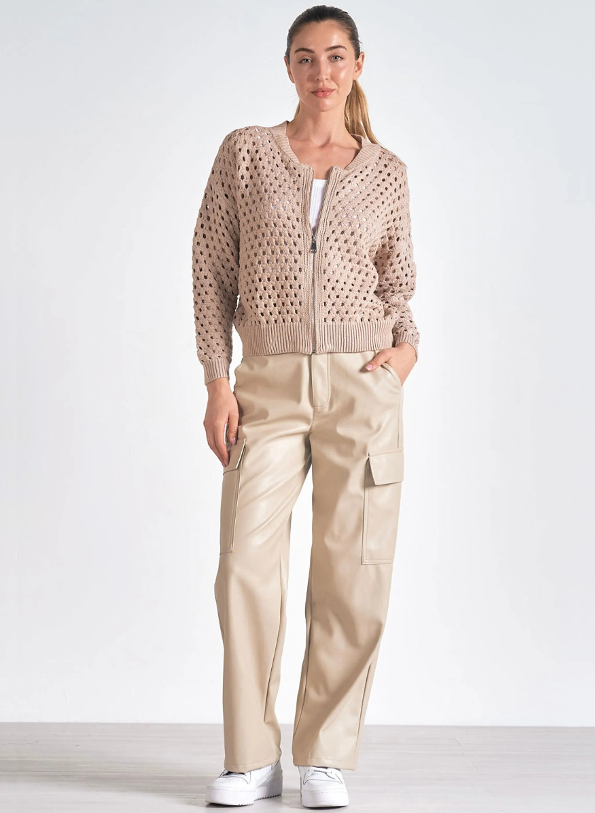 Elan - 7 Sweater Cardigan- Stone