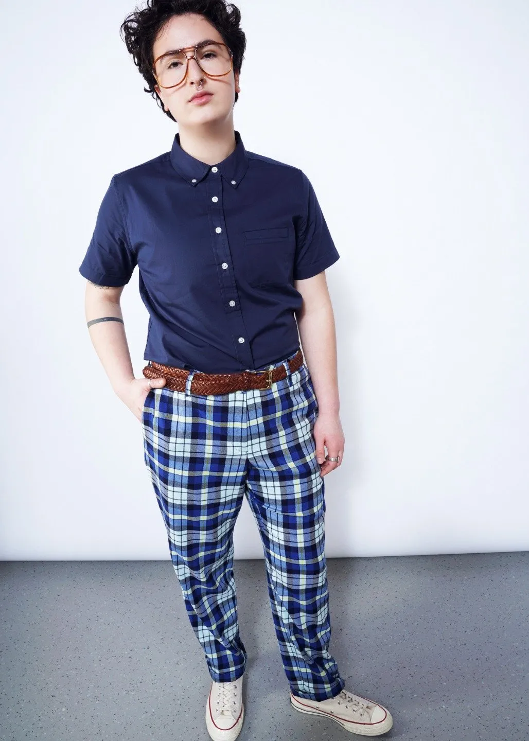 Empower Tartan Trouser in Navy Plaid
