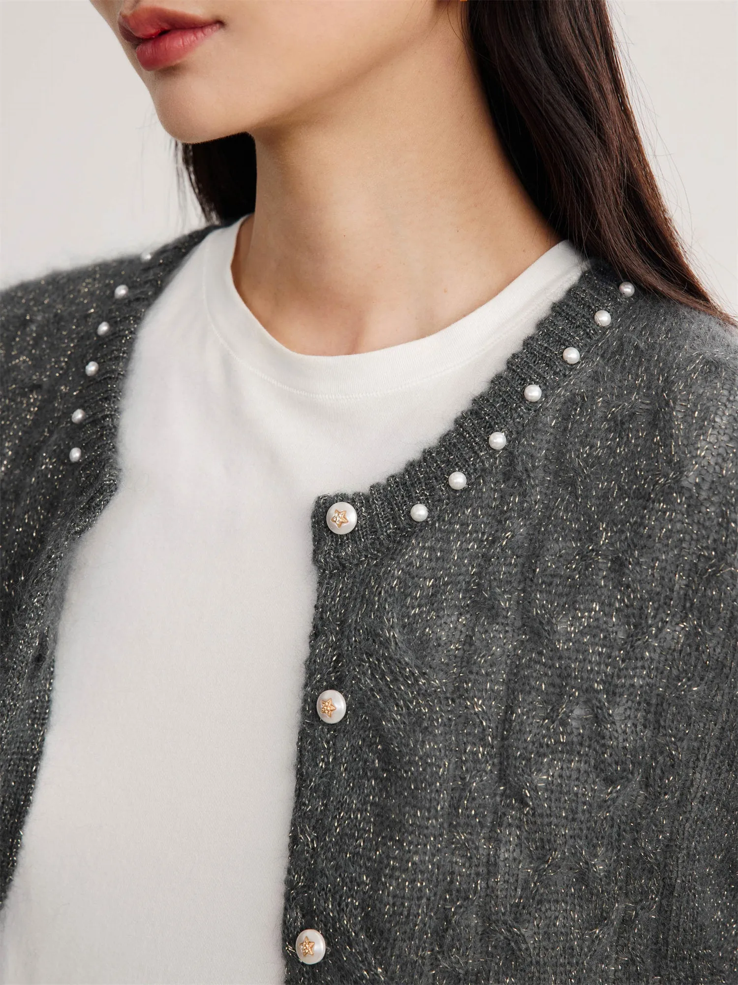 EP YAYING Mohair Knitted Cardigan