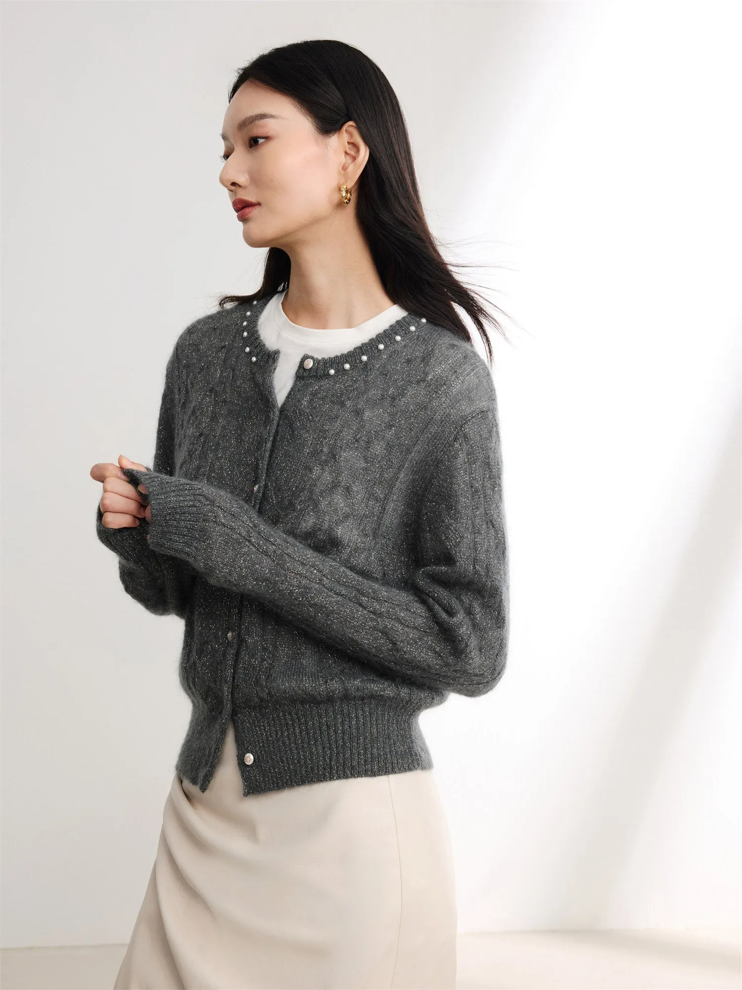 EP YAYING Mohair Knitted Cardigan