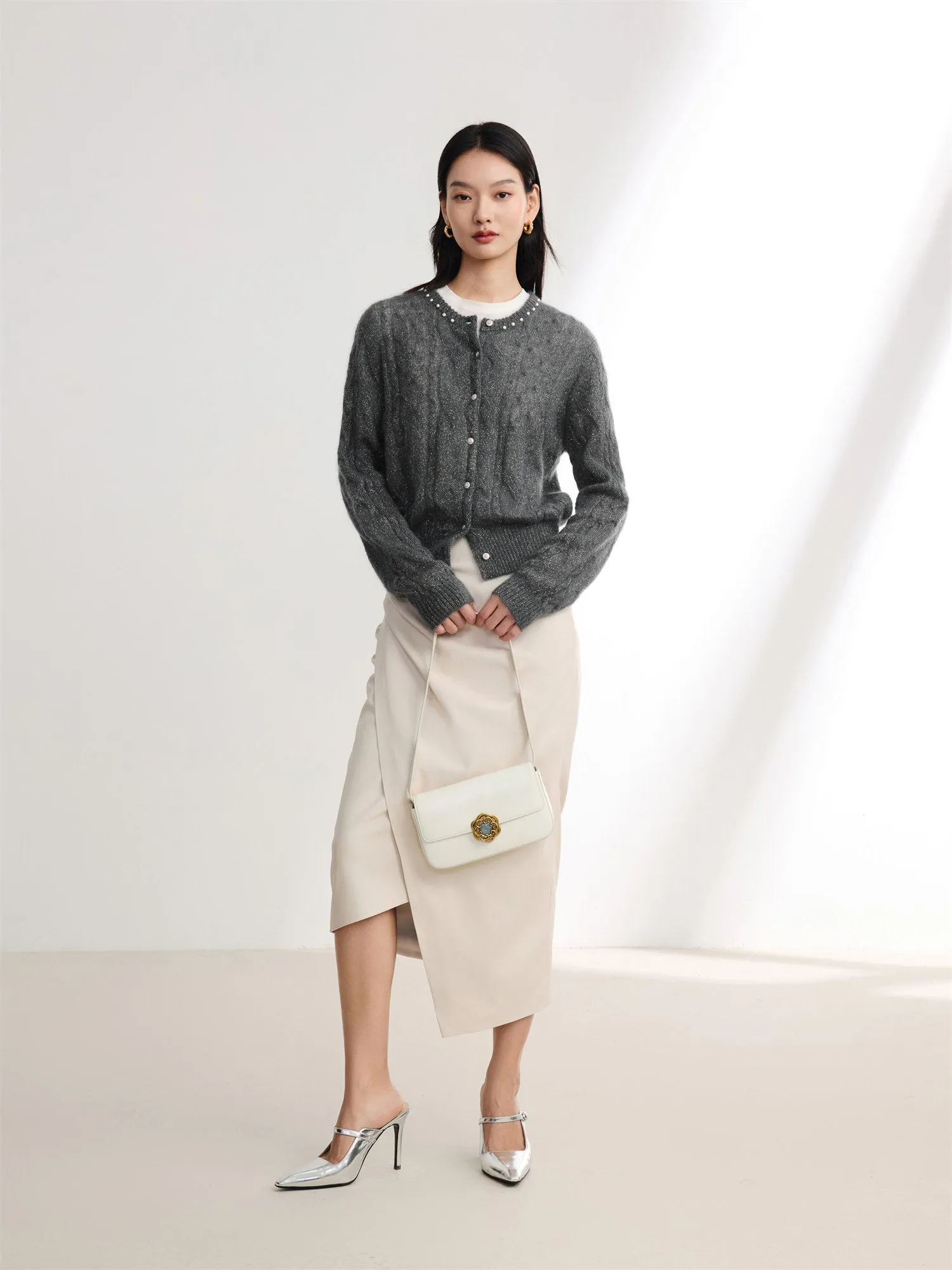 EP YAYING Mohair Knitted Cardigan