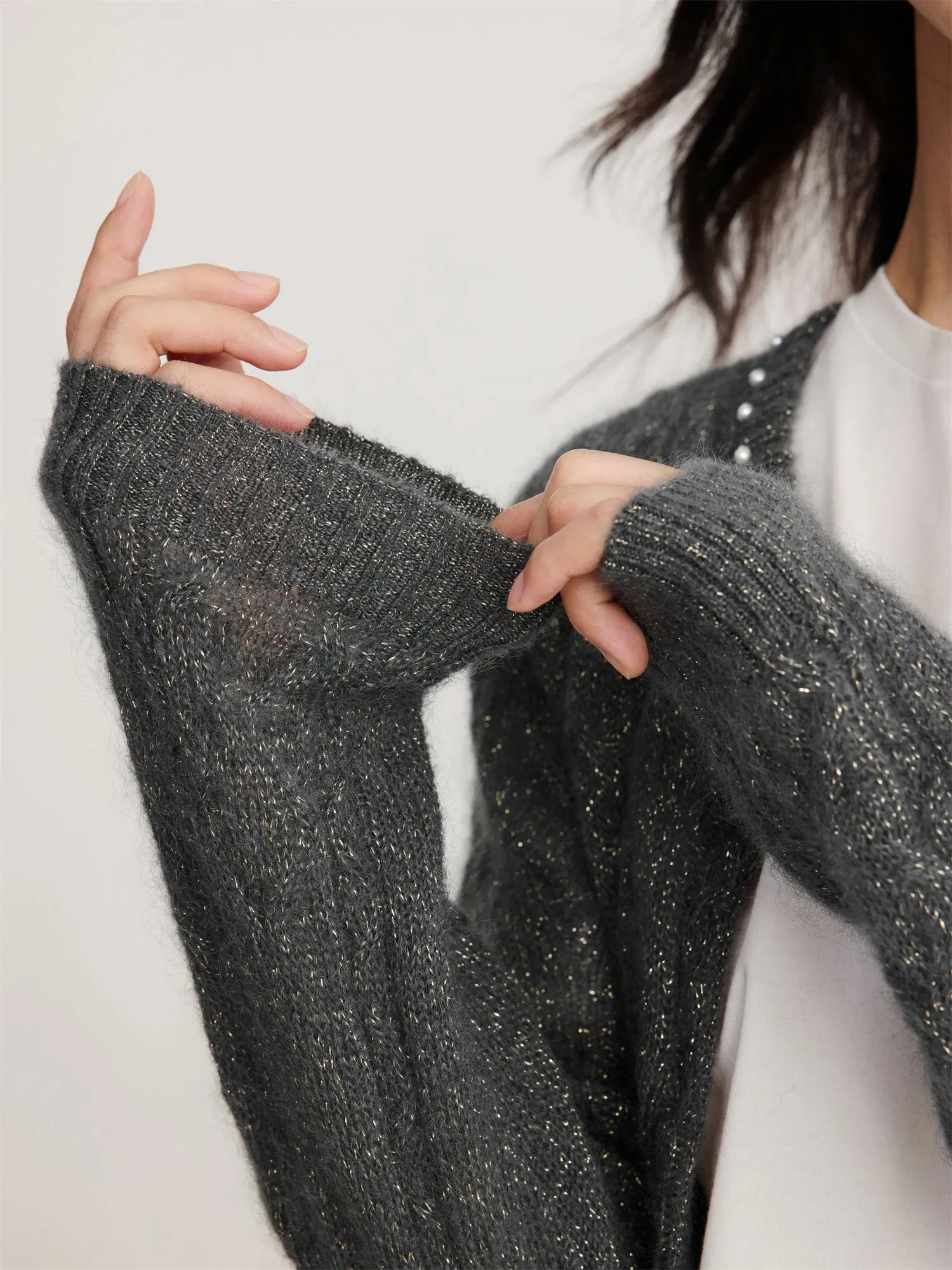 EP YAYING Mohair Knitted Cardigan