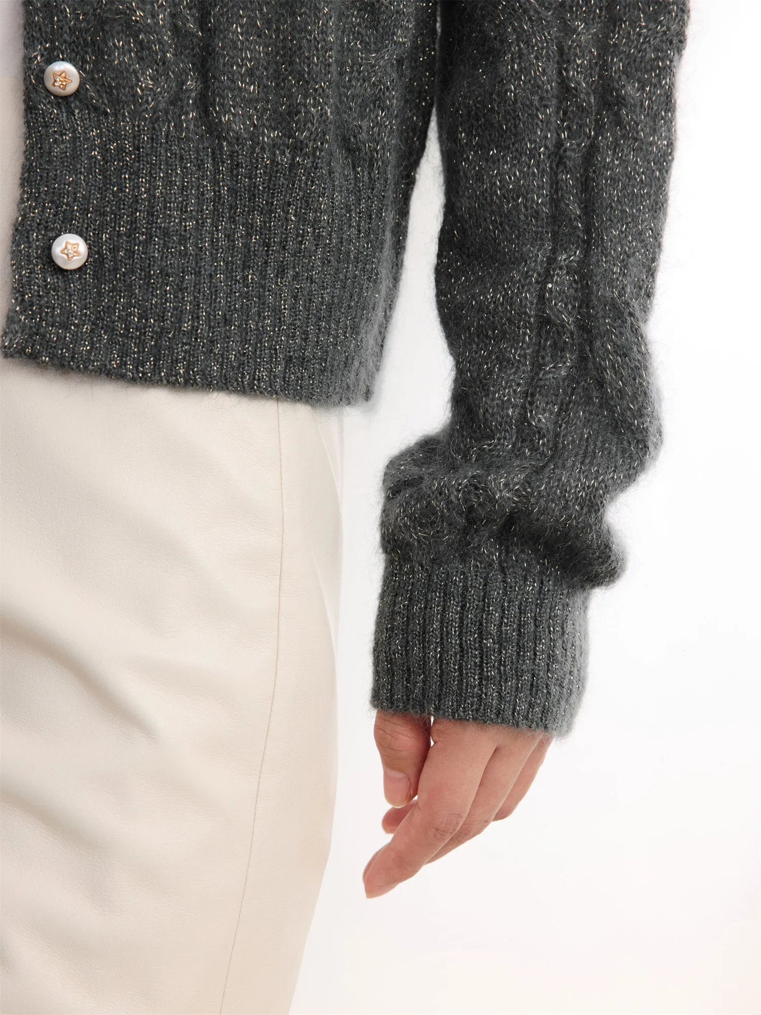 EP YAYING Mohair Knitted Cardigan