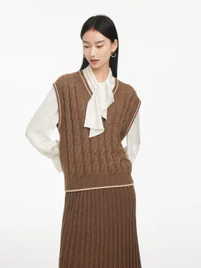 EP YAYING Texture Cable-knit Sweater Vest