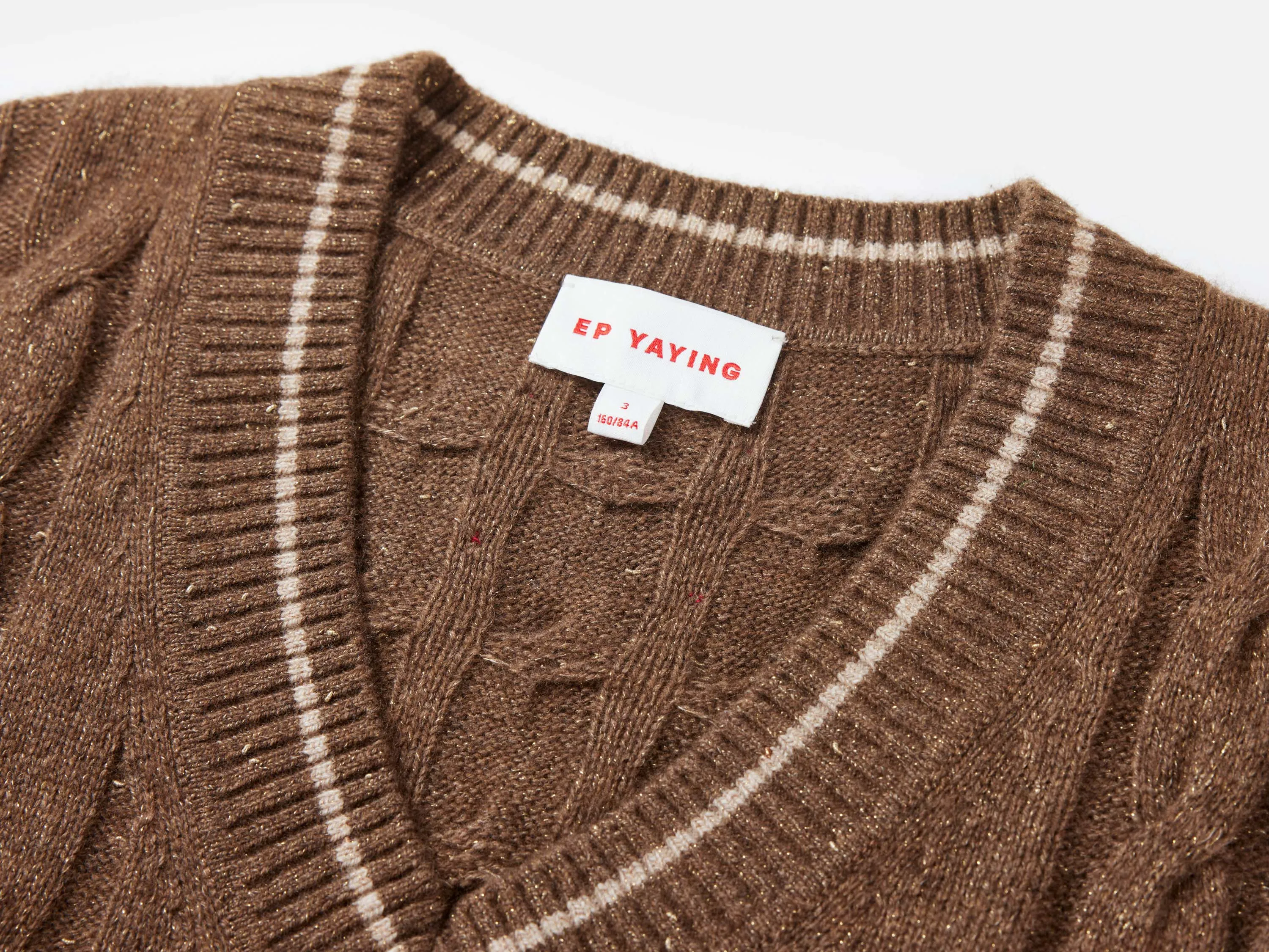 EP YAYING Texture Cable-knit Sweater Vest