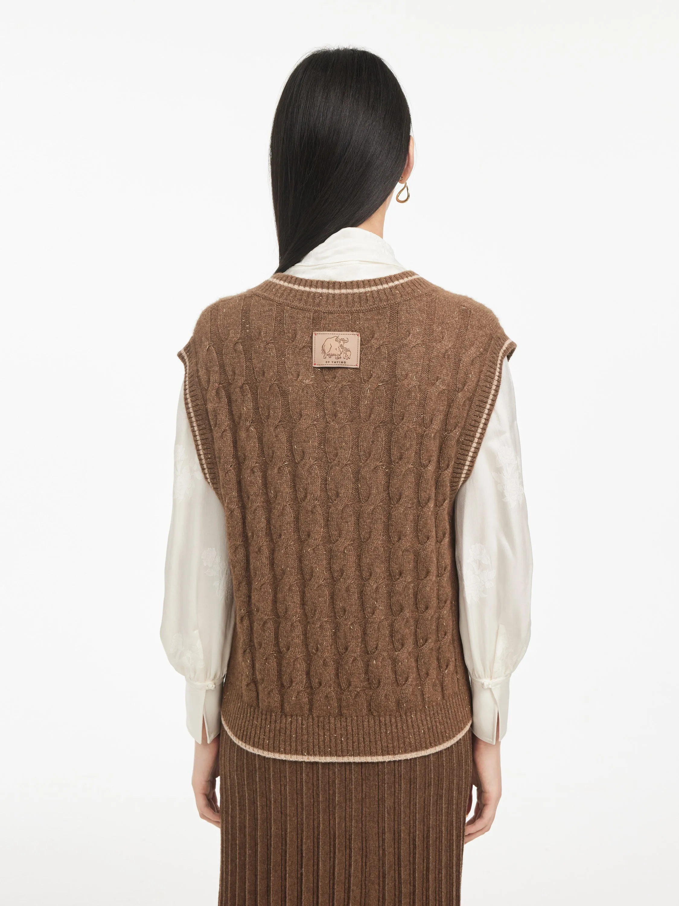 EP YAYING Texture Cable-knit Sweater Vest