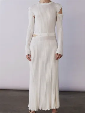 Fashion Button Stitching Women'S Casual Knitted Dress