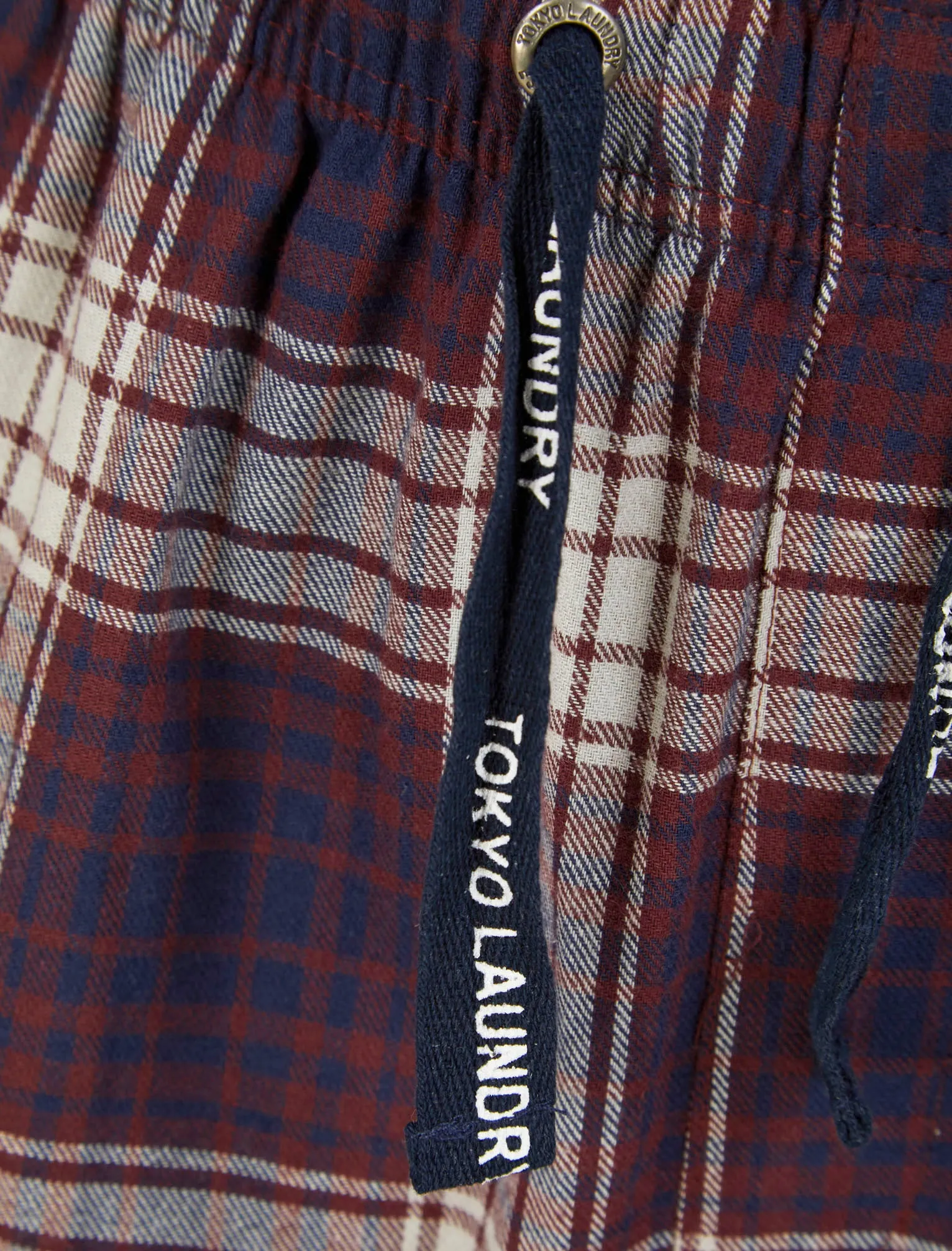Field 2pc Long Sleeve Cotton Checked Lounge Set in Sky Captain Navy - Tokyo Laundry