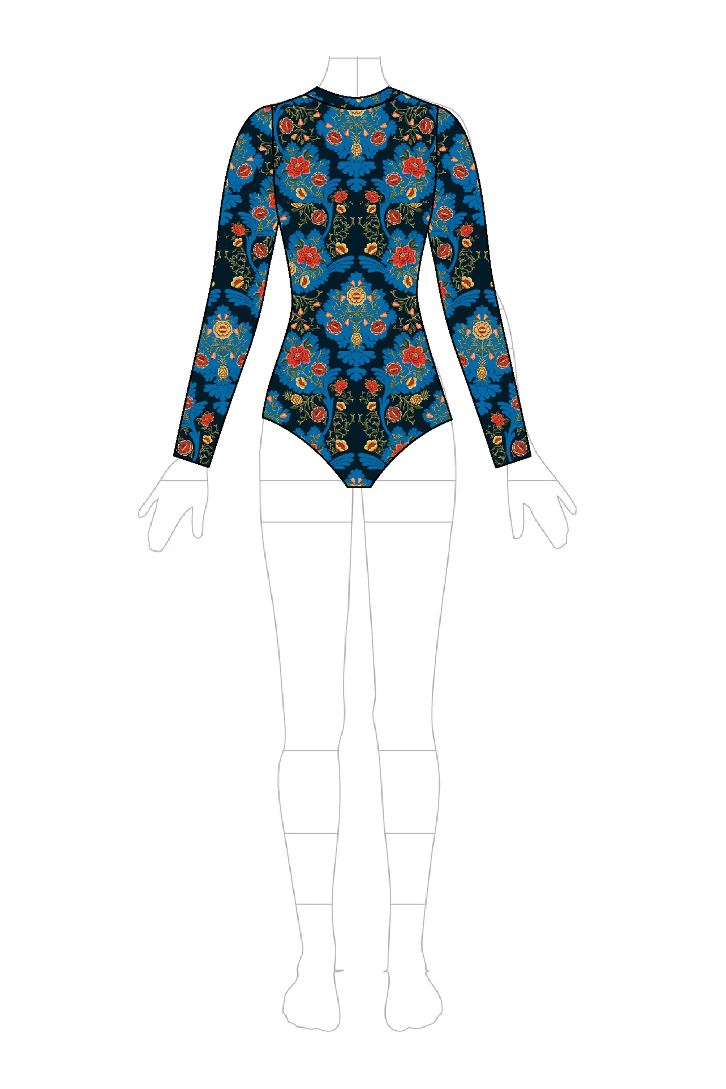 FLORAL BLUE BODYSUIT 112624