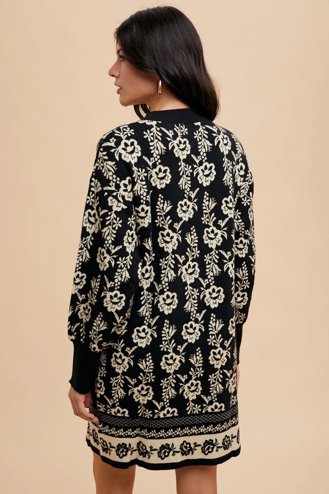 Floral Jacquard Sweater Dress