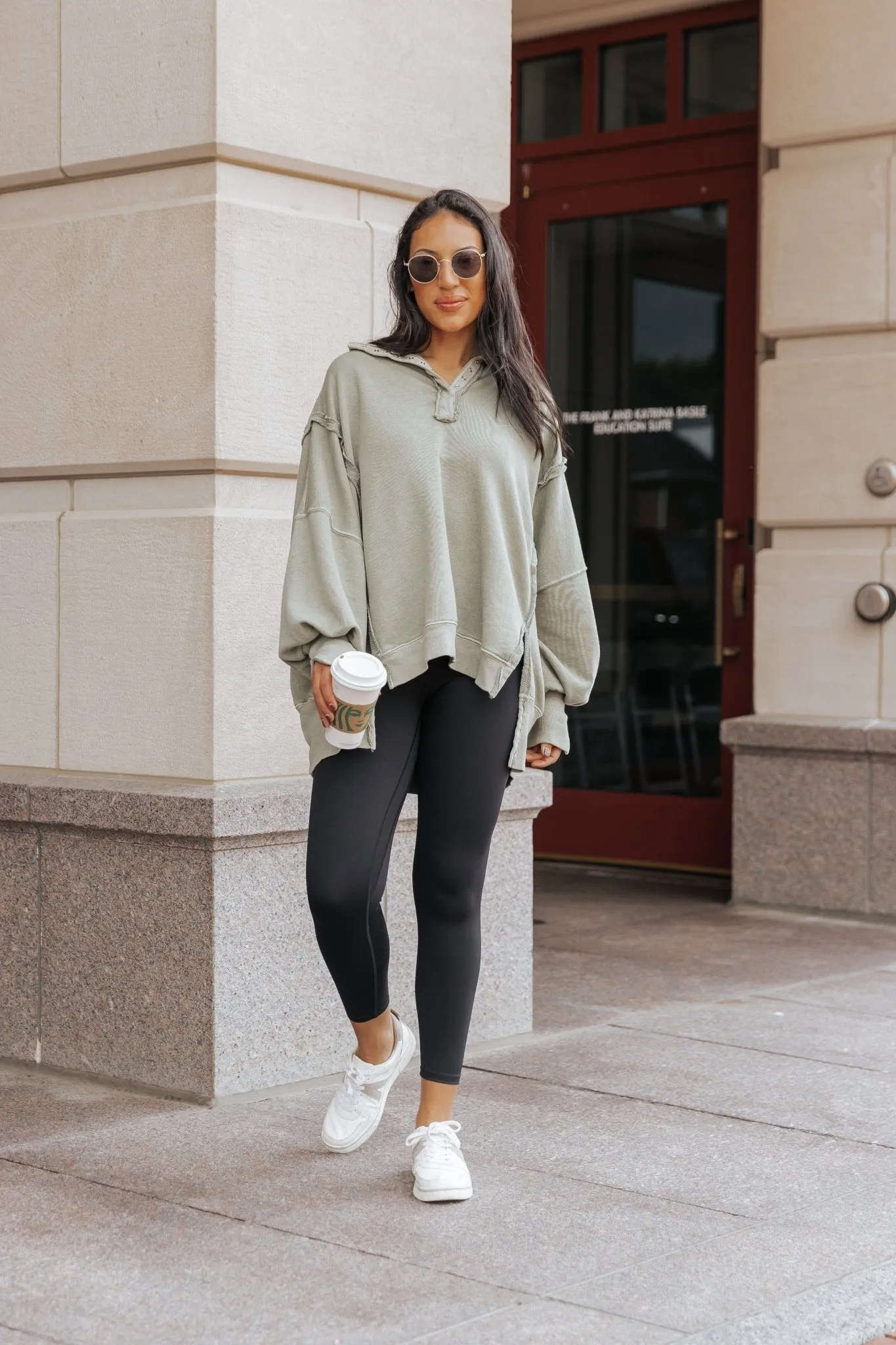 Free People Green Camden Henley Top
