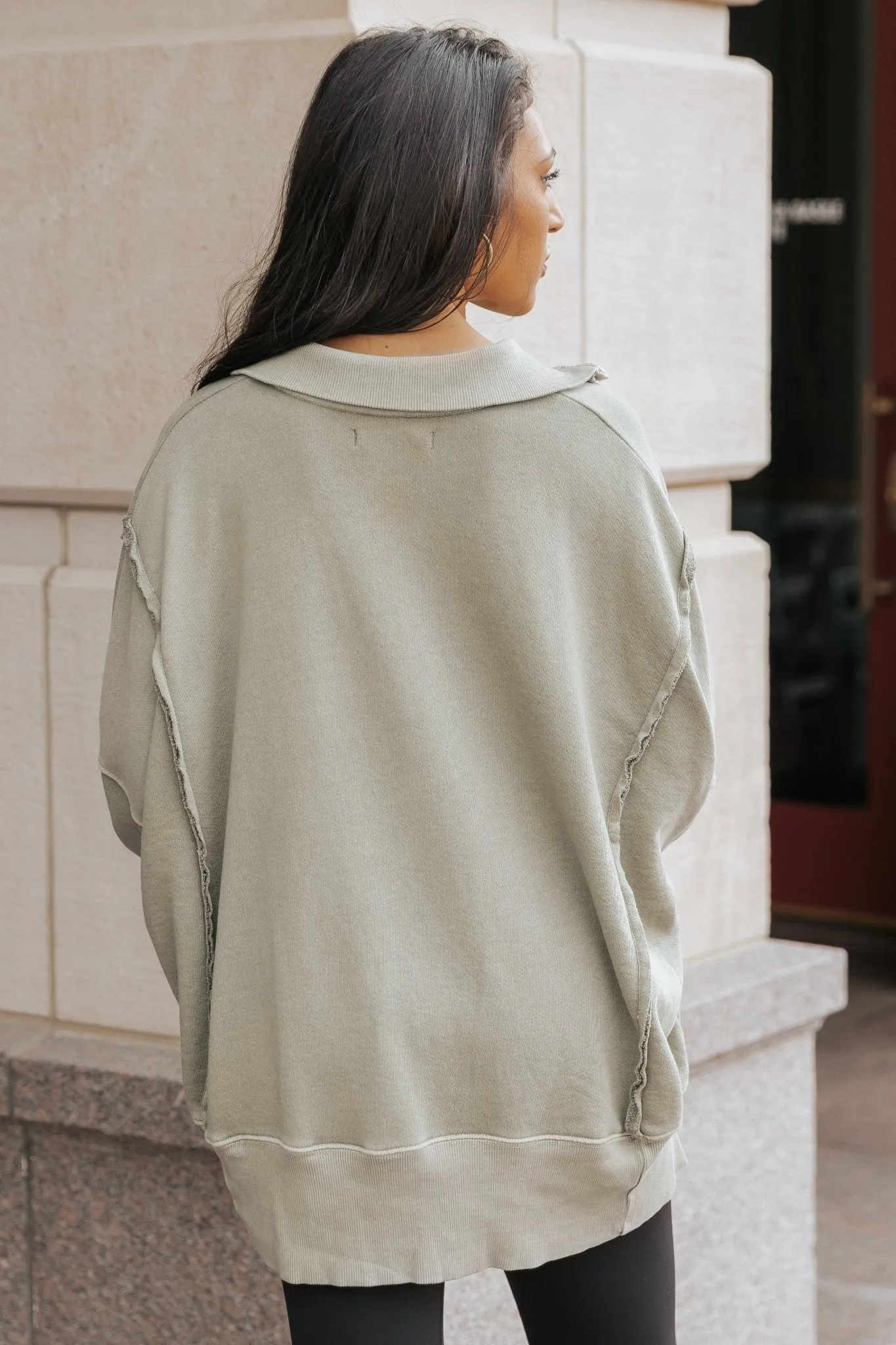 Free People Green Camden Henley Top