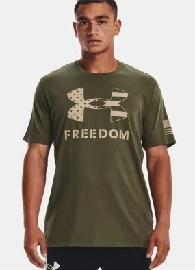 Freedom Logo Tee in Marine OD Green and Desert Sand by Under Armour