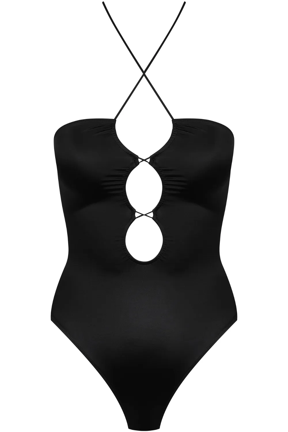 French Kiss Bandeau Thong Bodysuit Black
