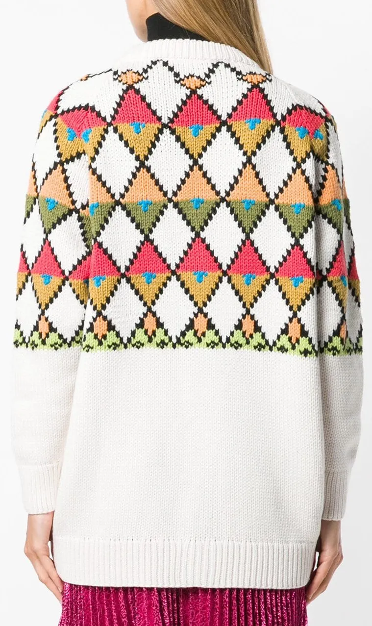 Geometric Intarsia Cardigan