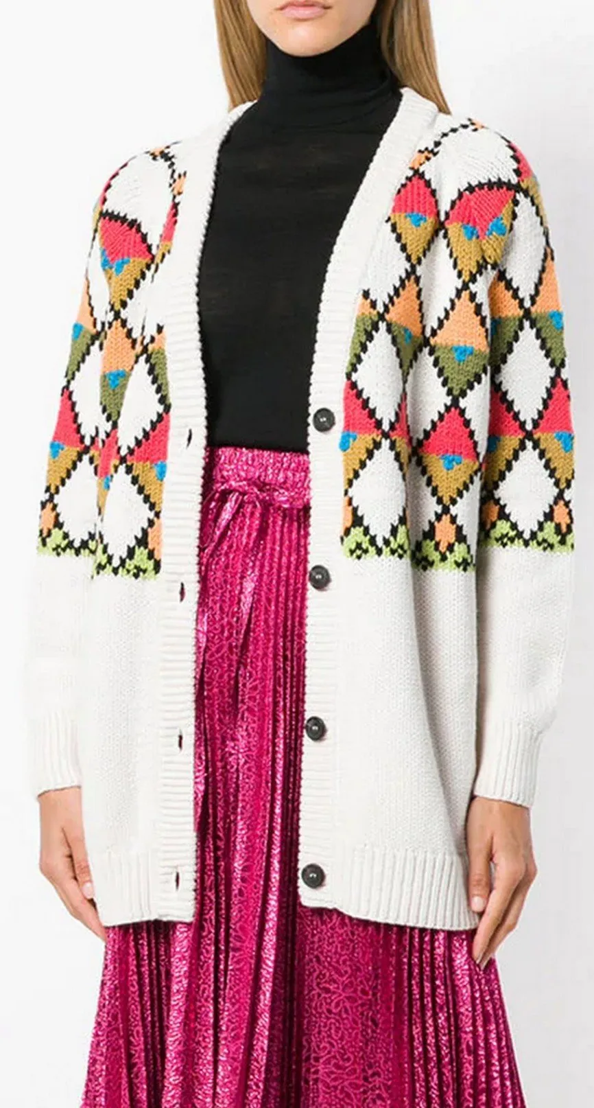 Geometric Intarsia Cardigan