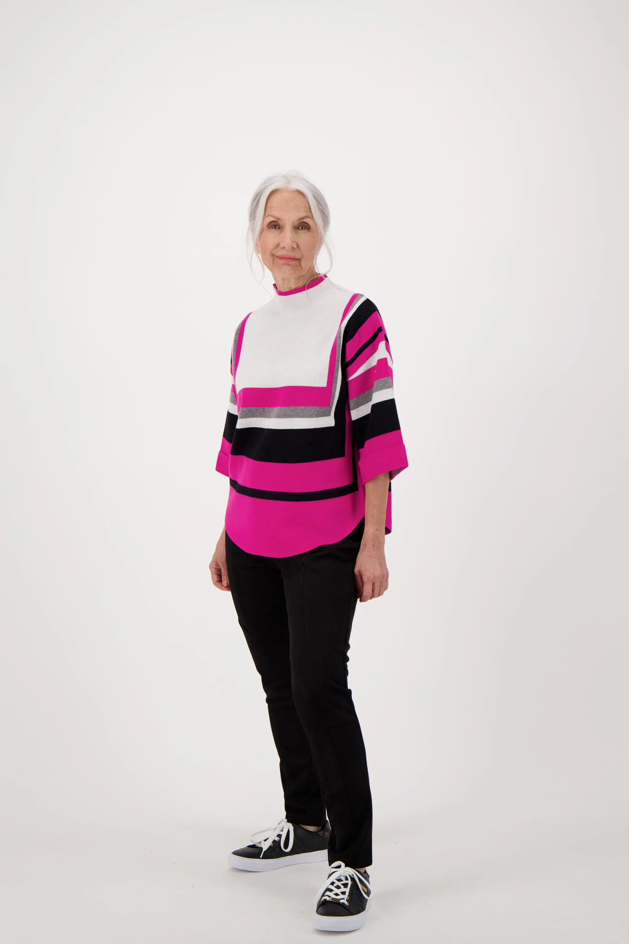Geometric Stripe Knit Top
