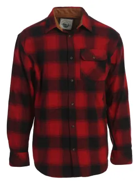 Gioberti Men's Black / Red Gradient 100% Cotton Brushed Flannel Plaid Checkered Shirt with Corduroy Contrast