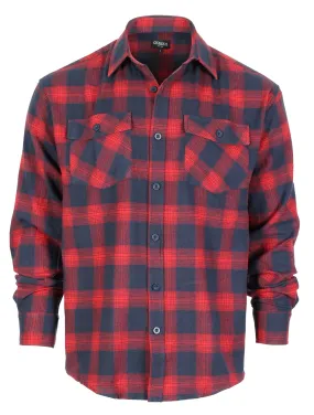 Gioberti Men's Red / Dark Navy Plaid Checkered Brushed Flannel Shirt