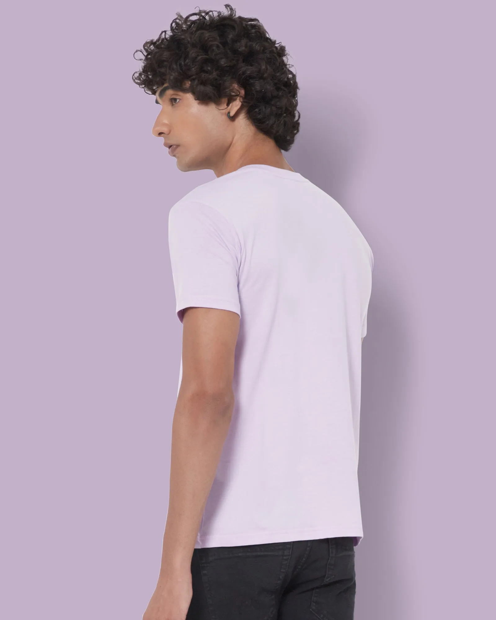Half Sleeves Henley: Mauve Purple