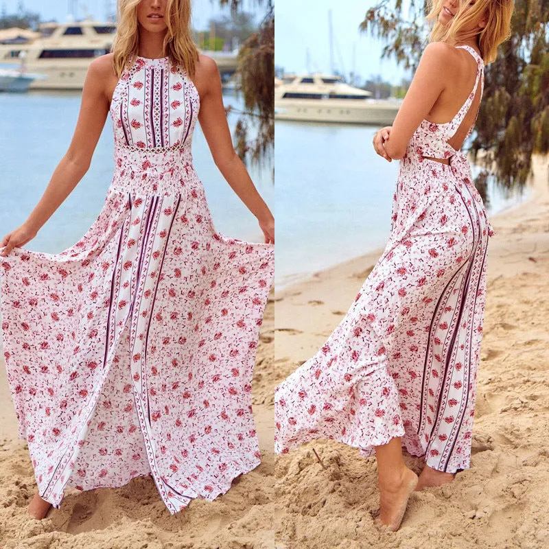Halter Boho Summer Dress For Women, Bohemian Retro Dress