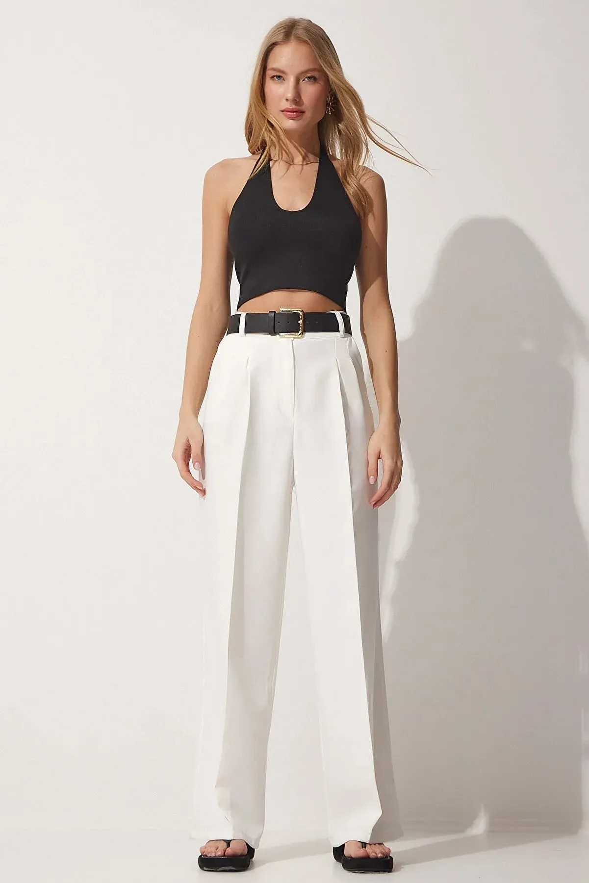 Happiness Istanbul Wide Leg Masculine Woven Trousers