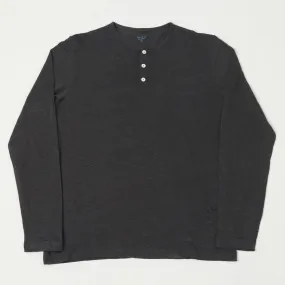Hartford Linen Long Sleeve Henley Tee - Charcoal