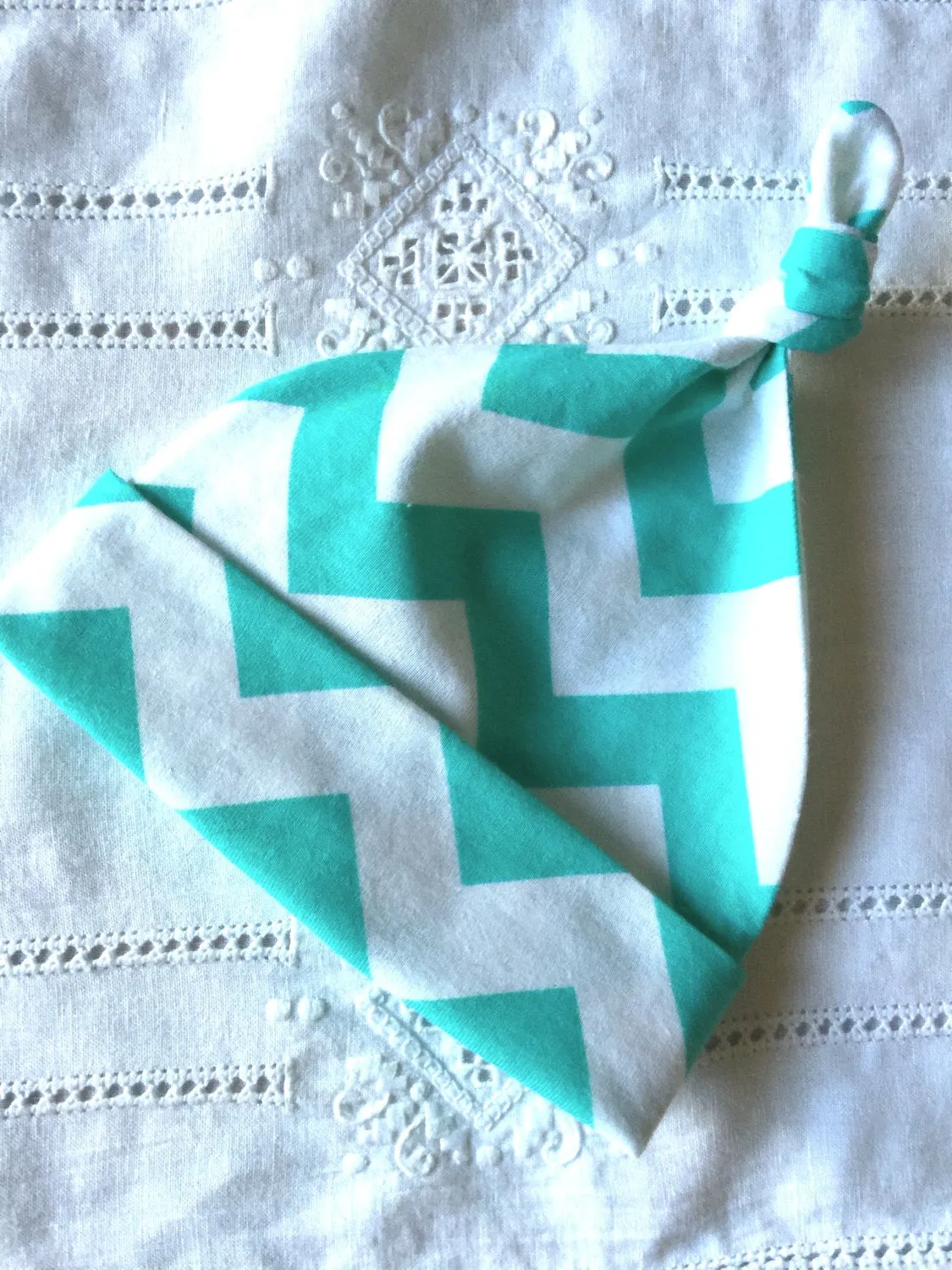Hat Baby Infant Chevron Green White Cotton Knot Hat