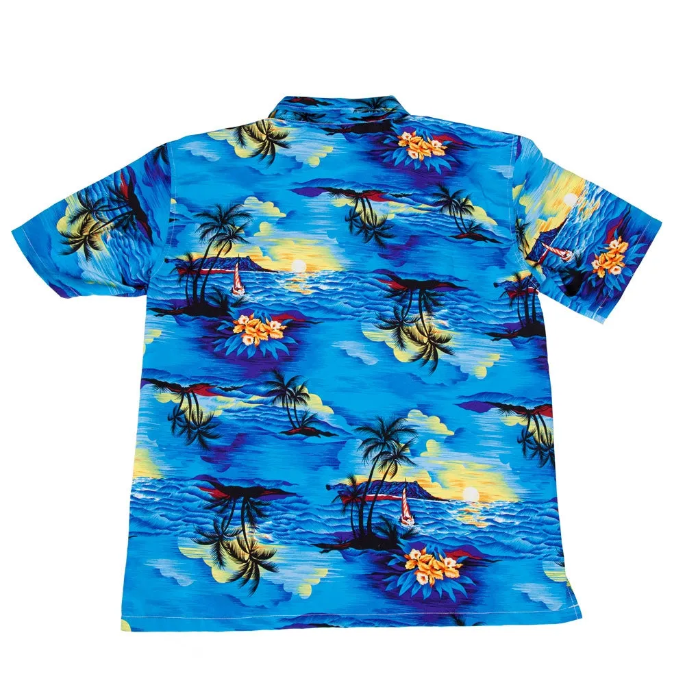 Hawaiian Shirt Blue Palm Trees Men's