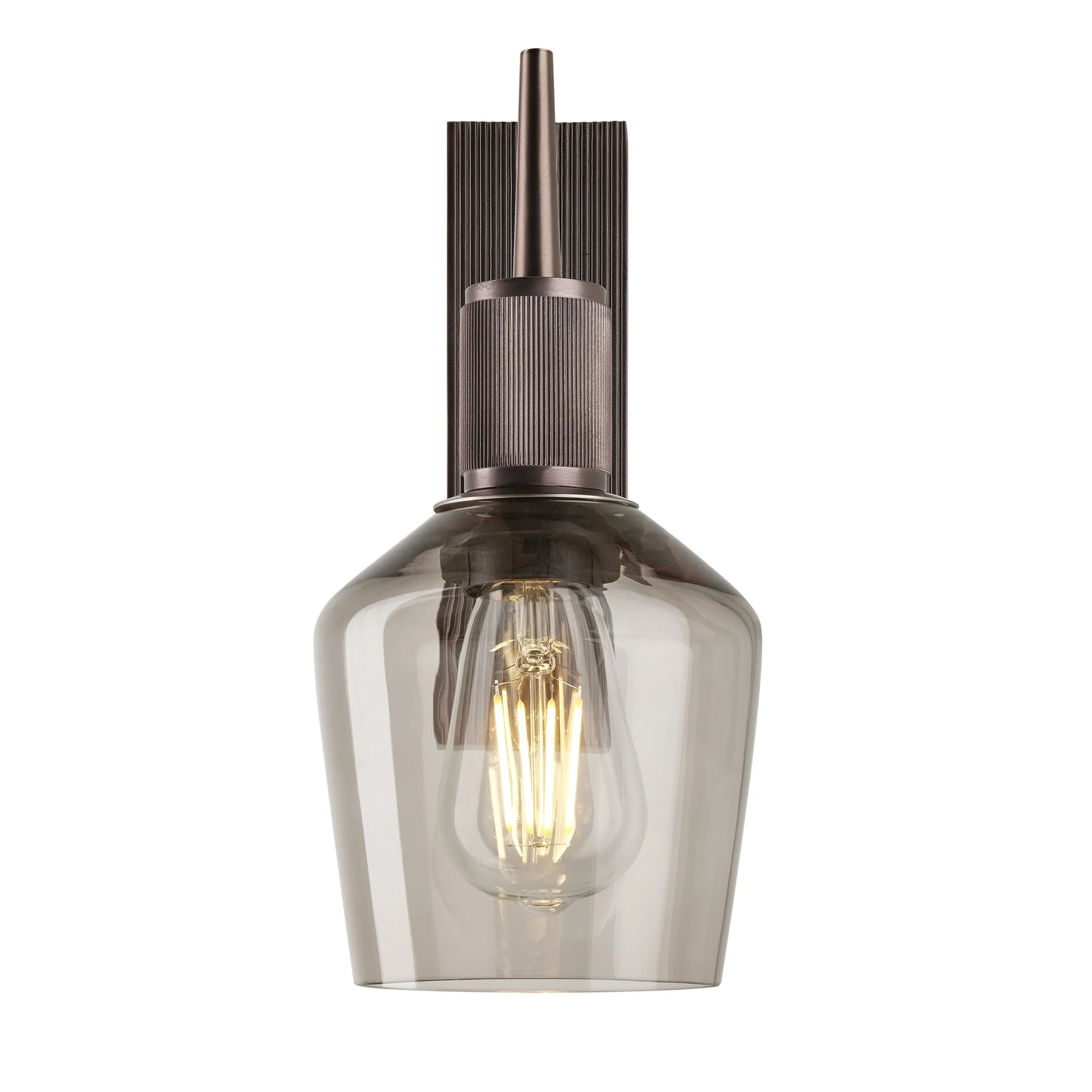 Henley Smoked Glass Schoolhouse Wall Light - 5.5 Inch - Mocha