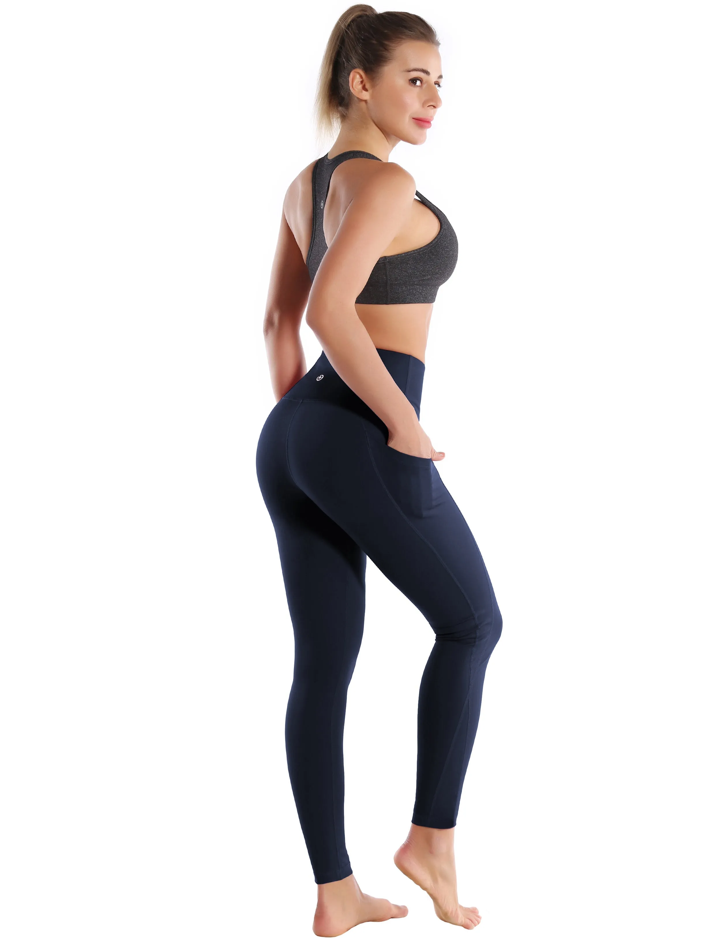 High Waist Side Pockets Golf Pants navyblue_Golf