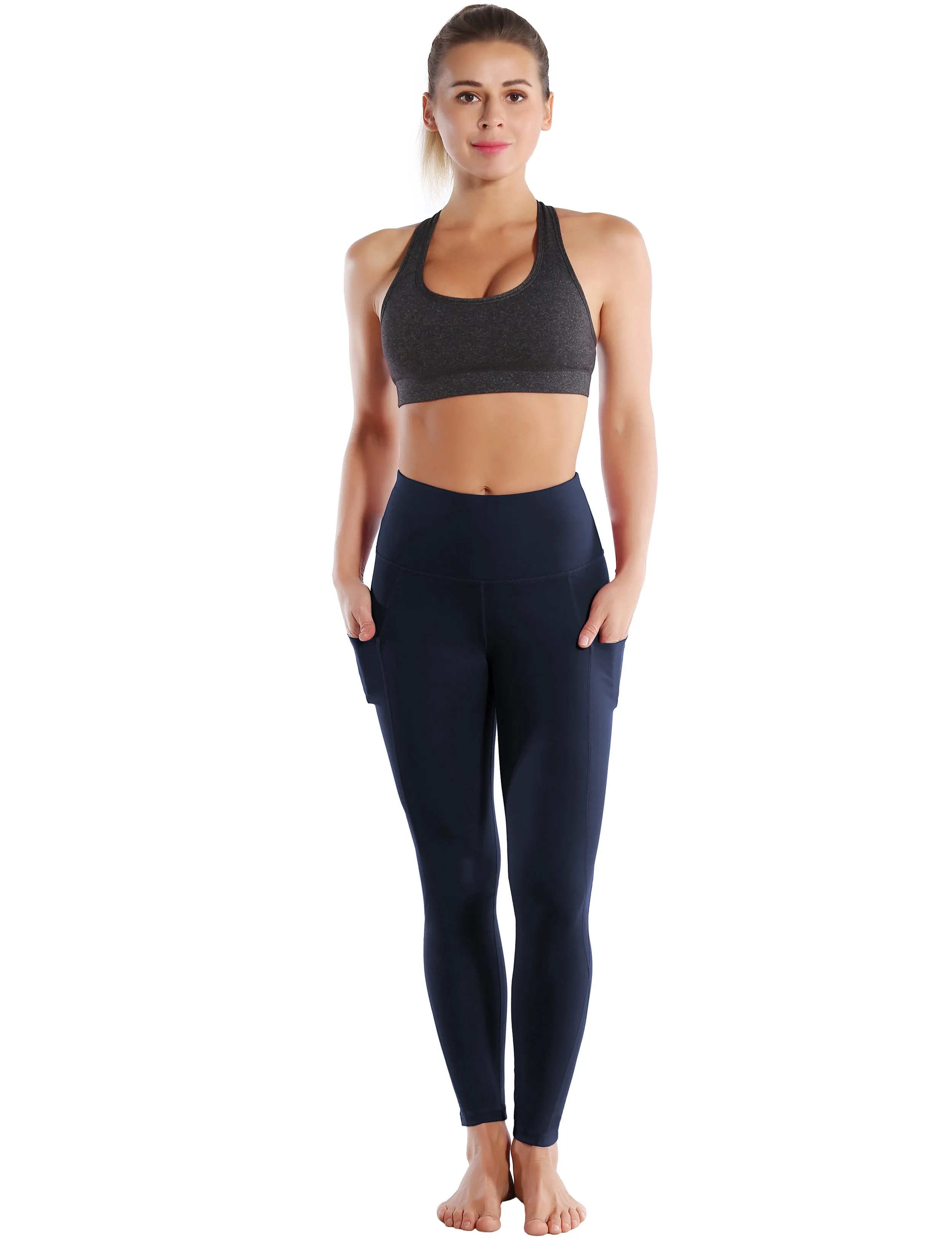 High Waist Side Pockets Golf Pants navyblue_Golf