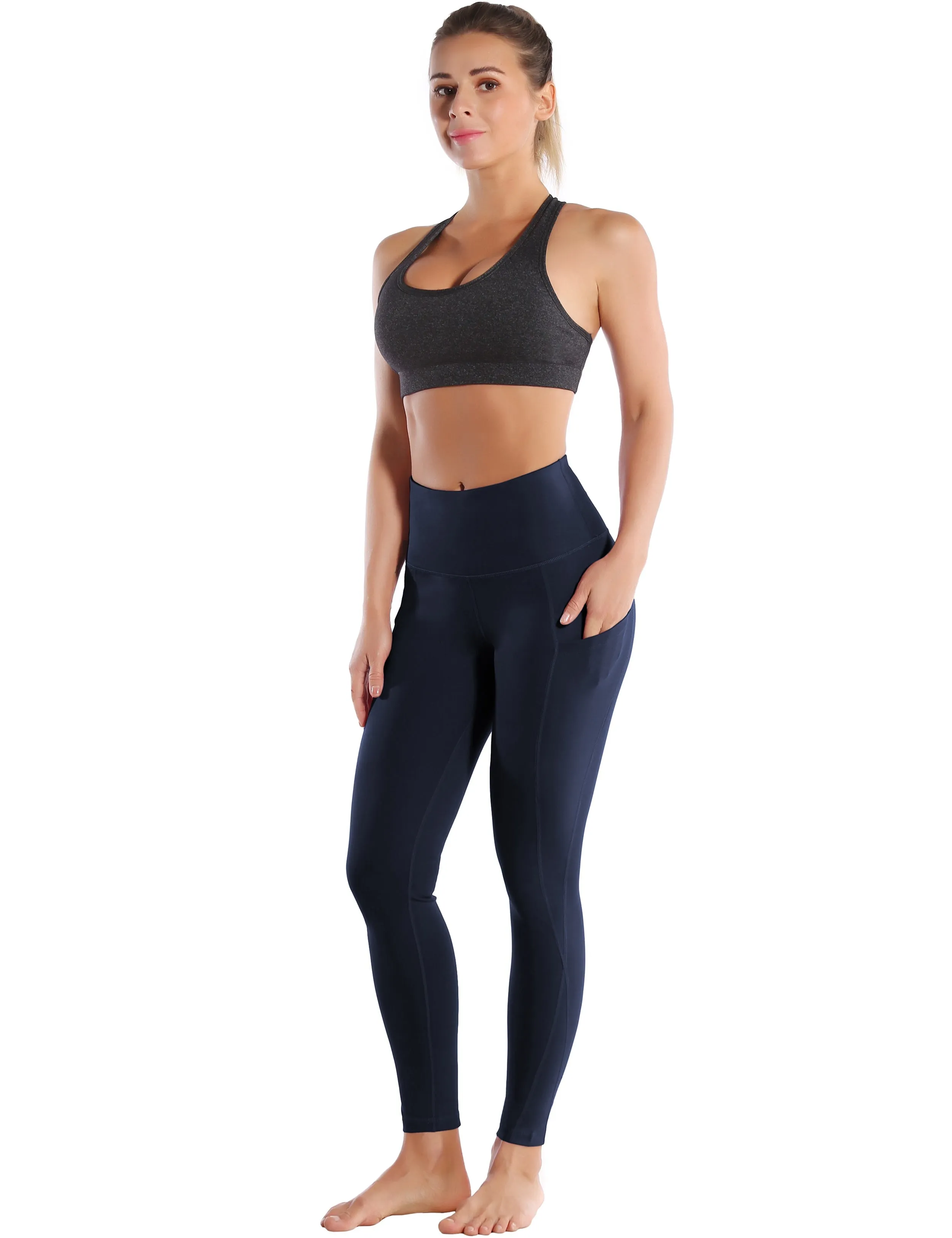 High Waist Side Pockets Golf Pants navyblue_Golf